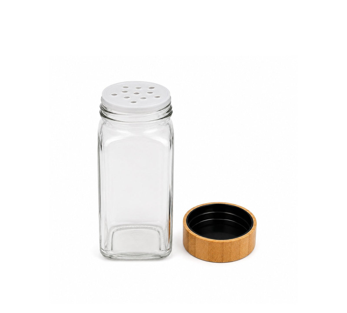 Ensemble de 12 Pots à Épices en Verre avec Support en Bois