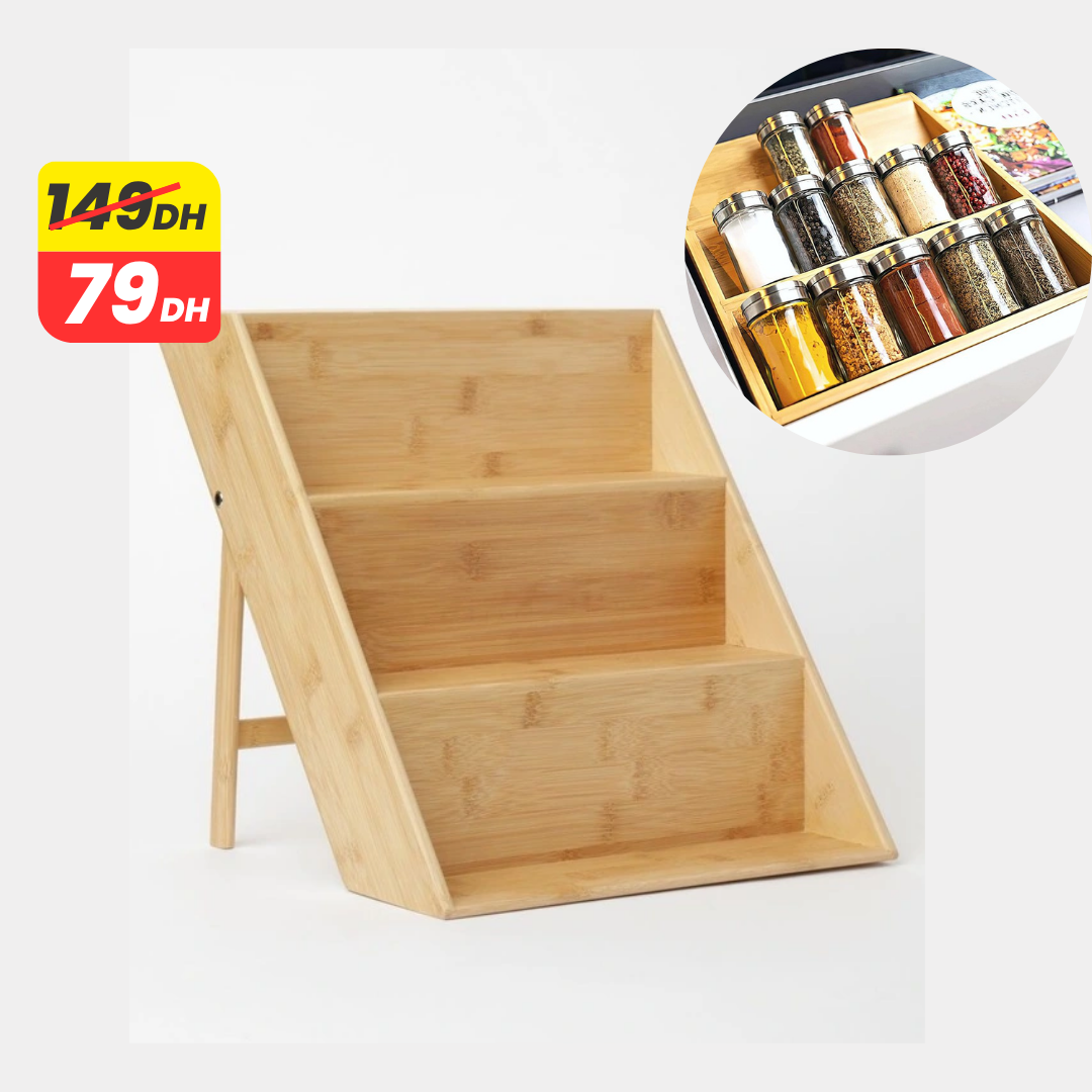 Étagère à Épices en Bambou à 3 Niveaux