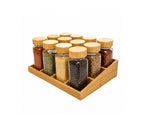 Ensemble de 12 Pots à Épices en Verre avec Support en Bois