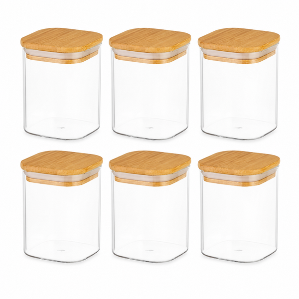Lot de 6 Bocaux en Verre Carrés 425 ml