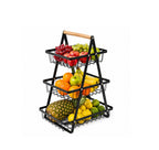 Organisateur à Fruits à 3 Niveaux avec Poignée en Bois