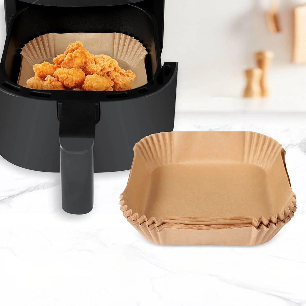 Papier Sulfurisé pour Air Fryer – Lot de 50 Feuilles Carrées
