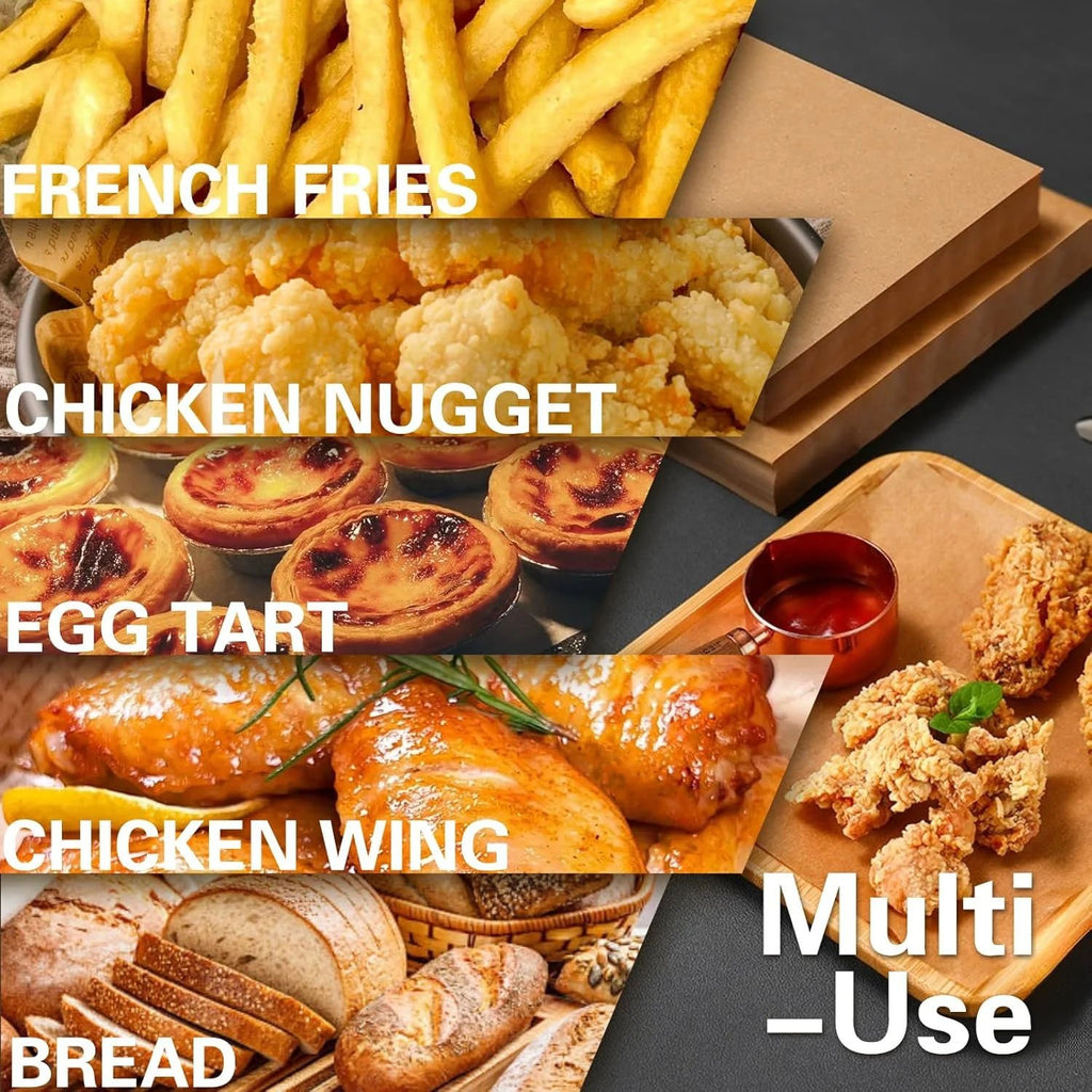 Papier Sulfurisé pour Air Fryer – Lot de 50 Feuilles Carrées
