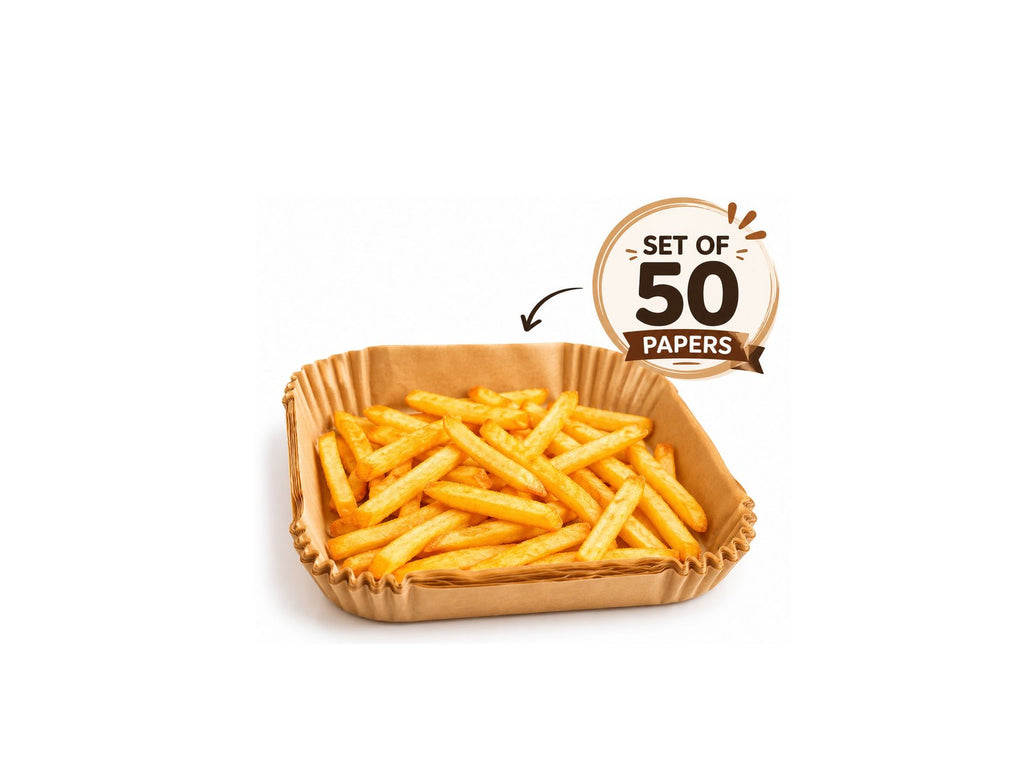 Papier Sulfurisé pour Air Fryer – Lot de 50 Feuilles Carrées