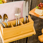 Porte-Couverts en Bambou avec Porte-Serviettes