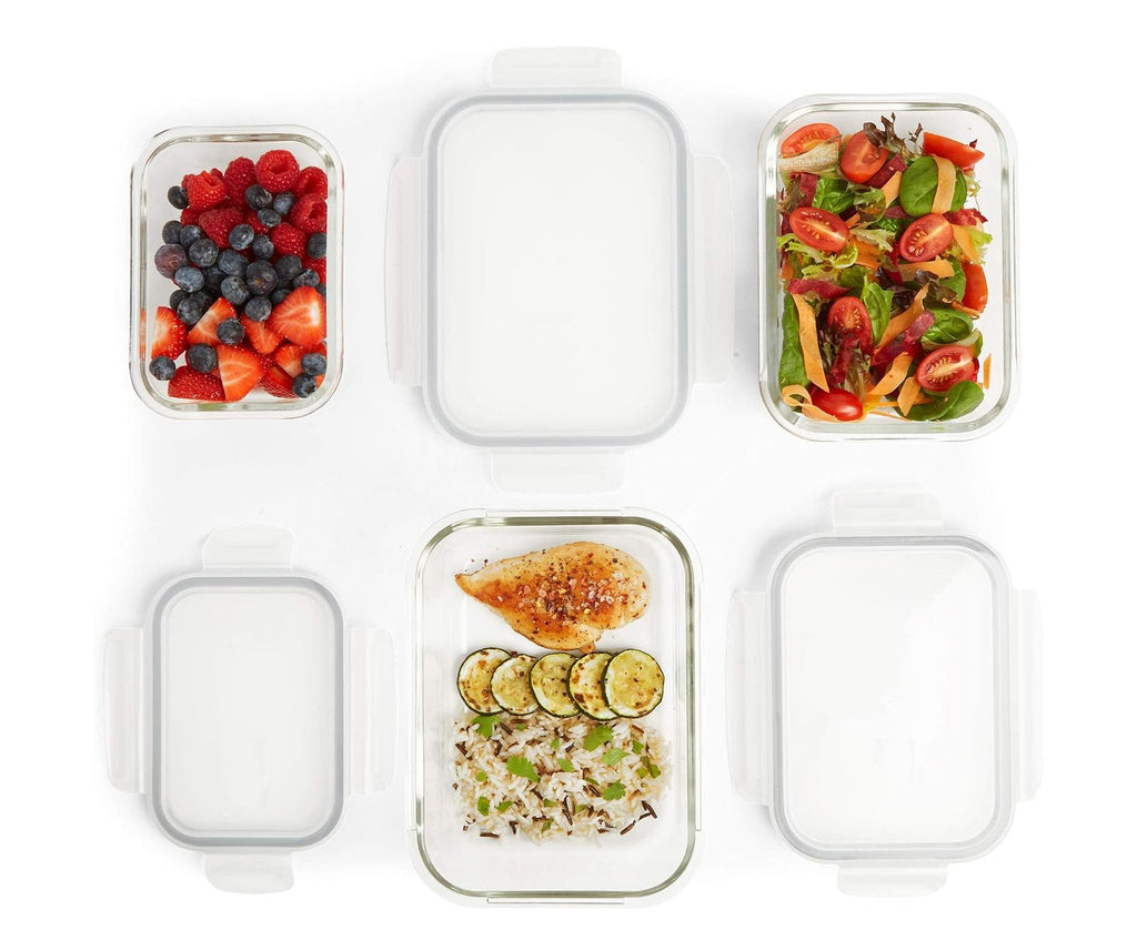 Ensemble de 3 Boîtes de Conservation Alimentaire Rectangulaires en Verre
