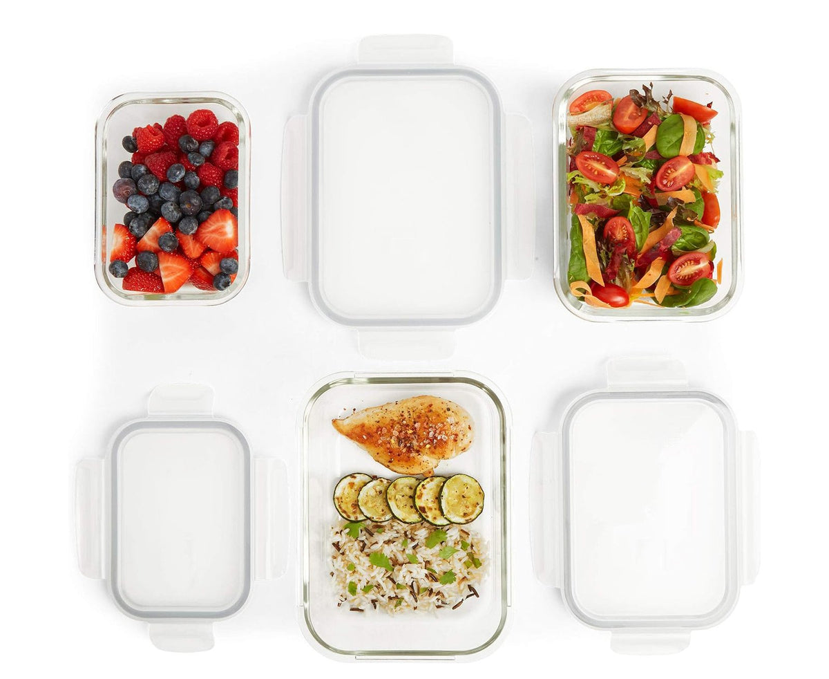 Ensemble de 3 Boîtes de Conservation Alimentaire Rectangulaires en Verre