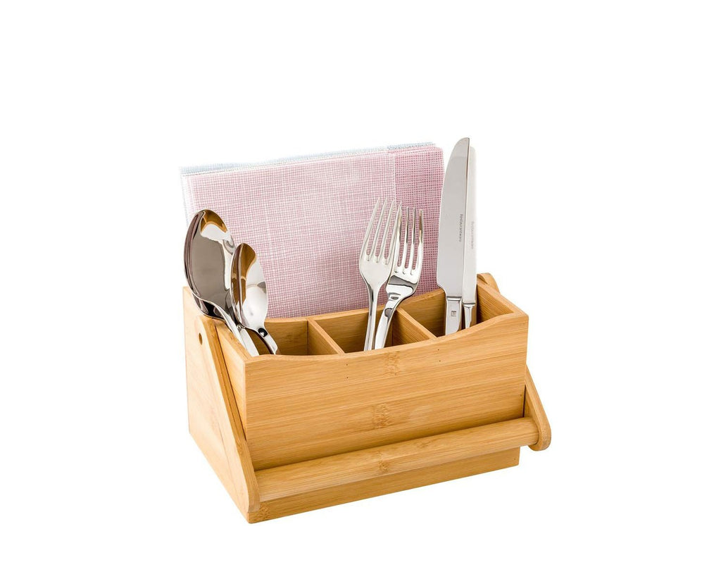 Porte-Couverts en Bambou avec Porte-Serviettes