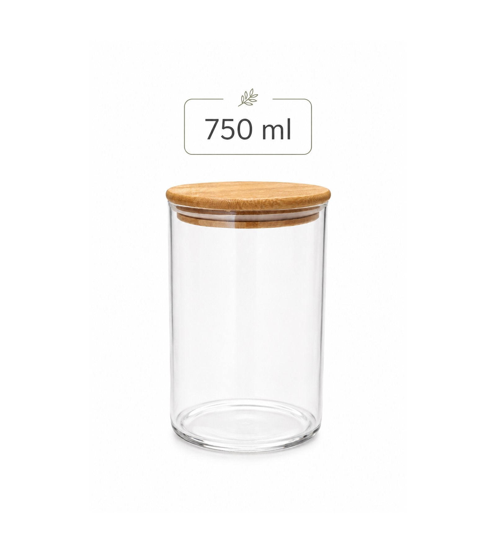 Bocal en Verre Rond 750ML avec Couvercle en Bambou Hermétique