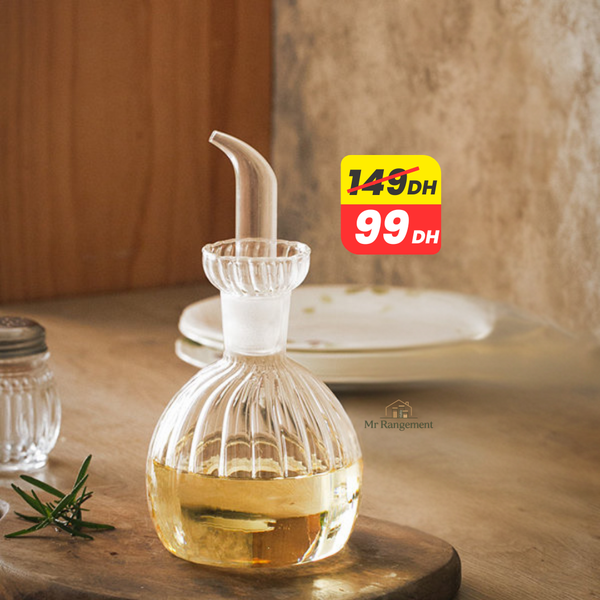 Bouteille d’Huile en Verre Rayé Bombé 250 ml