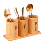 Ensemble Porte-Couverts en Bambou avec Plateau