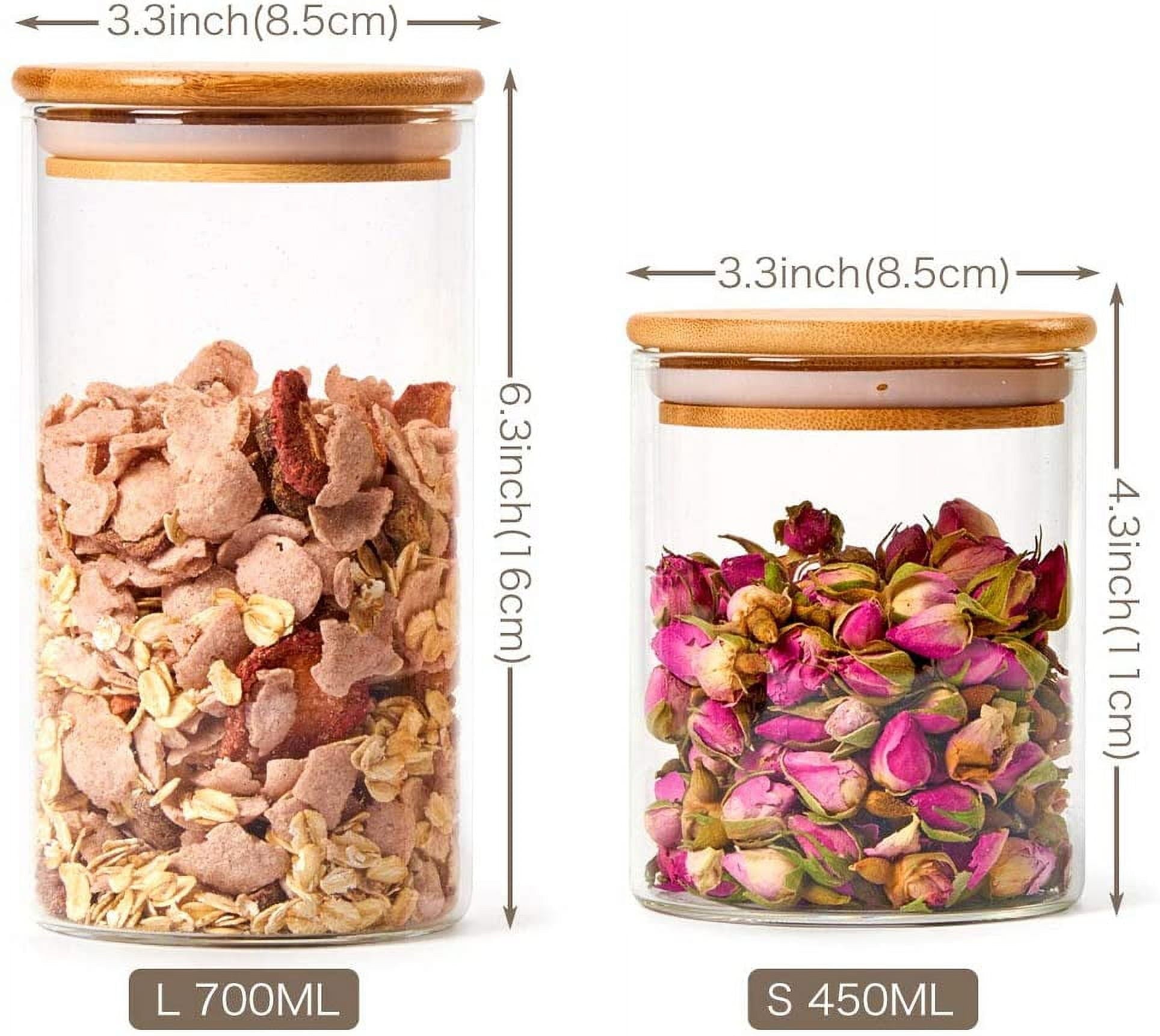 Ensemble de 6 Bocaux avec Couvercles en Bambou – 2 Tailles