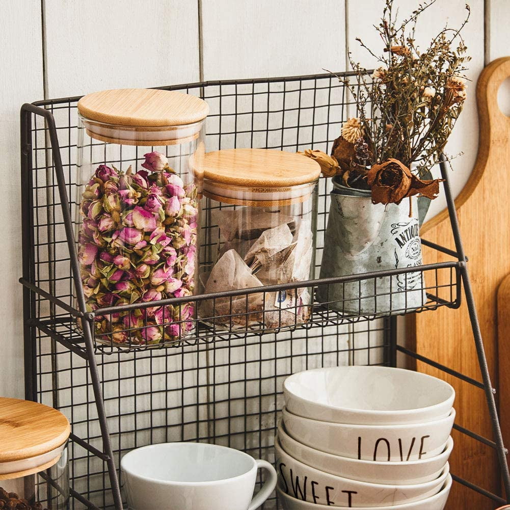 Ensemble de 6 Bocaux avec Couvercles en Bambou – 2 Tailles