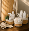 Set de 3 Paniers de Rangement en Bambou avec Intérieur Tissu