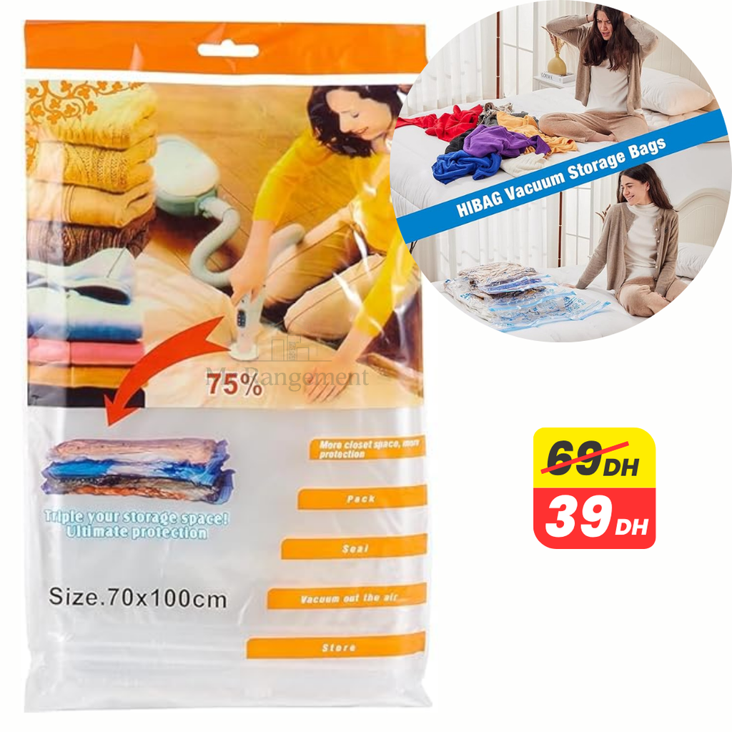 Sac de Rangement Sous Vide pour Literie – 70 x 100 cm