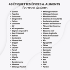Feuille de 48 Étiquettes Adhésives pour Épices & Aliments