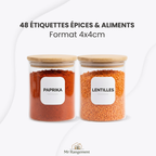 Feuille de 48 Étiquettes Adhésives pour Épices & Aliments