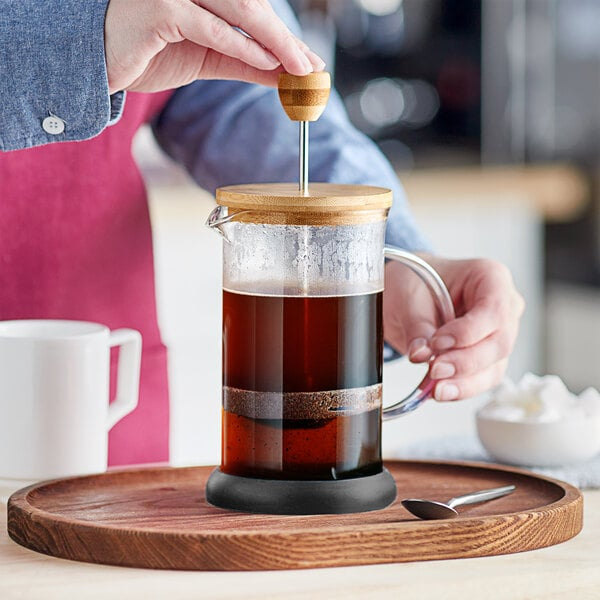 Cafetière à piston en verre et bois de 590 ml