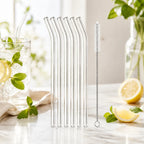 Set de 5 Pailles en Verre Réutilisables avec Brosse de Nettoyage