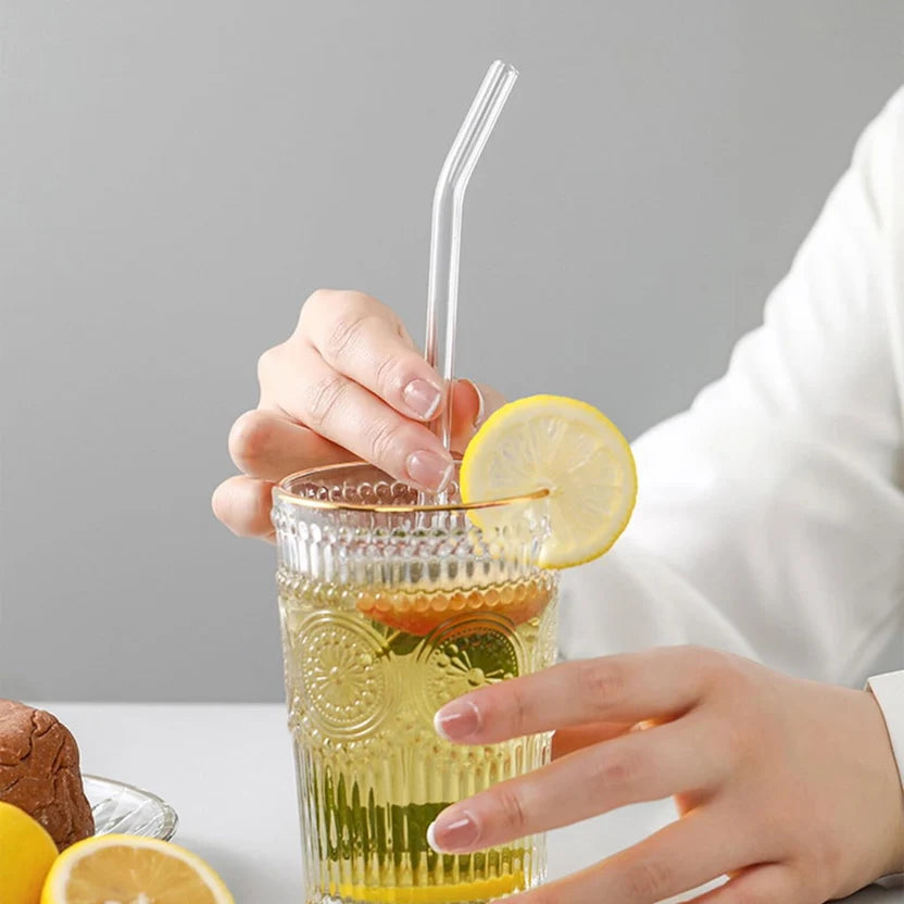 Set de 5 Pailles en Verre Réutilisables avec Brosse de Nettoyage