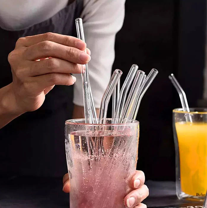 Set de 5 Pailles en Verre Réutilisables avec Brosse de Nettoyage