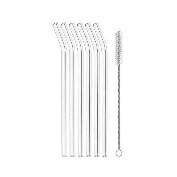 Set de 5 Pailles en Verre Réutilisables avec Brosse de Nettoyage