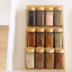 Organisateur de Tiroir en Bambou avec 12 Pots à Épices 120 ml