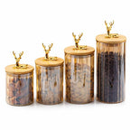 Lot de 4 Bocaux de Conservation en Verre avec Couvercle Hermétique en Bambou