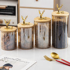 Lot de 4 Bocaux de Conservation en Verre avec Couvercle Hermétique en Bambou