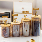 Lot de 4 Bocaux de Conservation en Verre avec Couvercle Hermétique en Bambou
