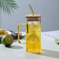Tasse en verre 350 ml avec couvercle et paille