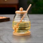 Pot à Miel en Verre Borosilicate 250 ml avec Cuillère et Couvercle