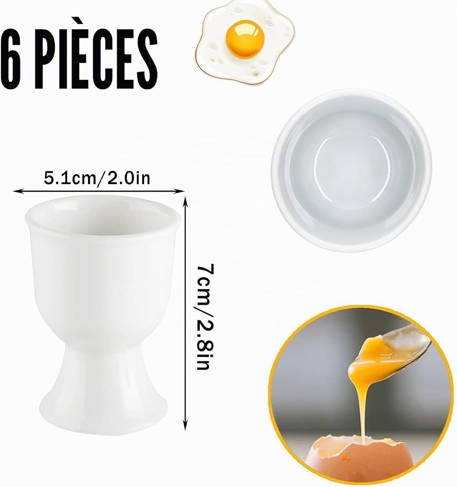 Set de 6 Coquetiers en Porcelaine Blanche