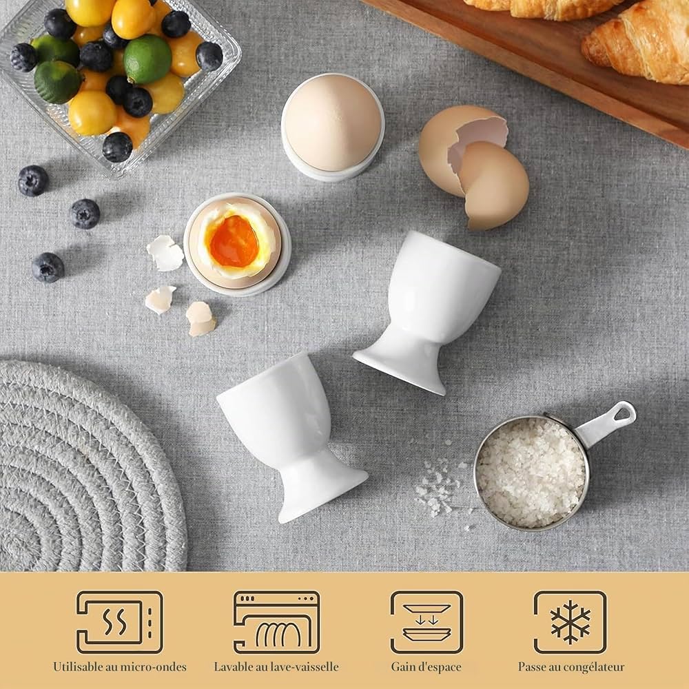 Set de 6 Coquetiers en Porcelaine Blanche