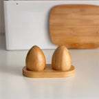 Ensemble Salière et Poivrière en Bambou avec Support en Bois – 2 Pièces