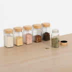 Lot de 12 Pots à Épices en Verre 120 ml avec Couvercle Bambou