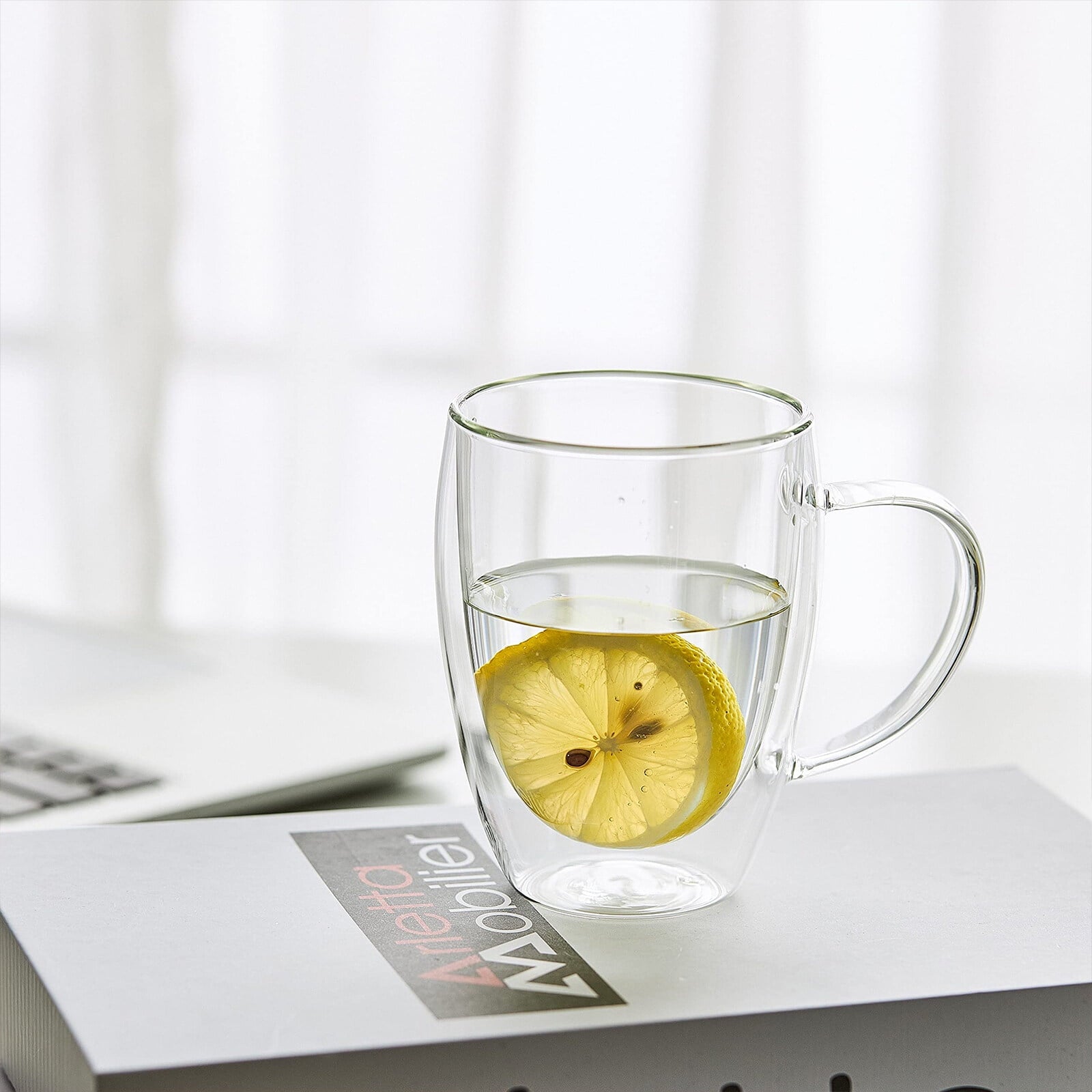 Lot de 2 Tasses à Café 350ml Double Paroi en Verre Transparent