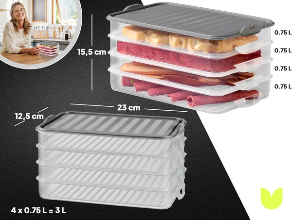 Boite de Conservation Charcuterie & Fromage 4 niveaux – 0,75 L