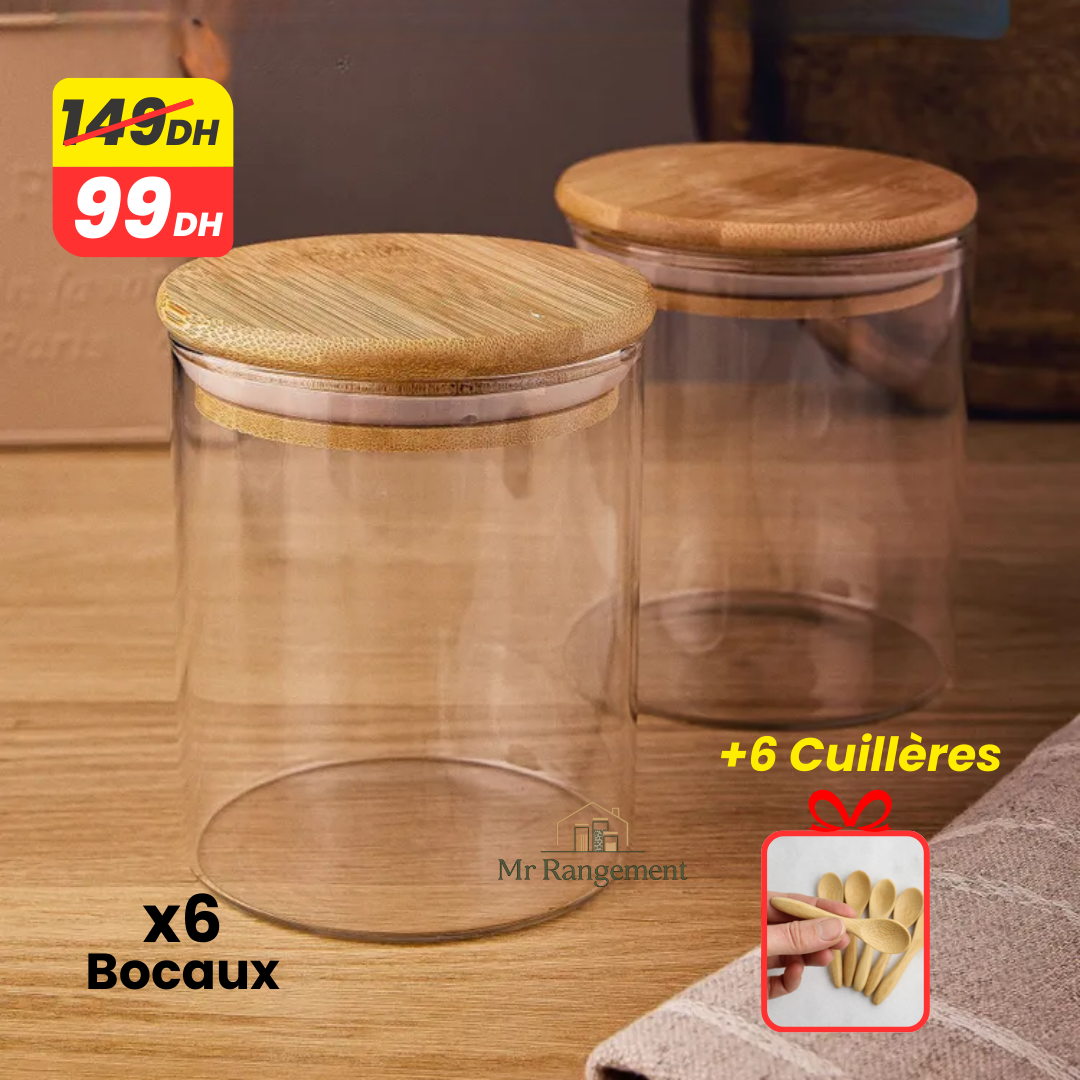Lot de 6 Bocaux en Verre 450ml