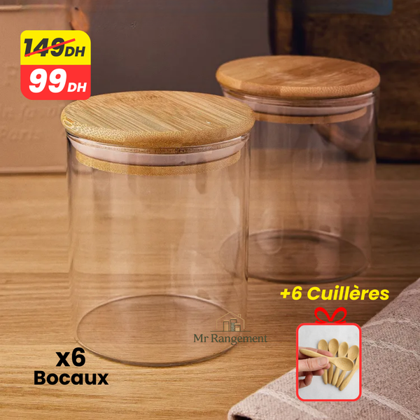 Lot de 6 Bocaux en Verre 450ml
