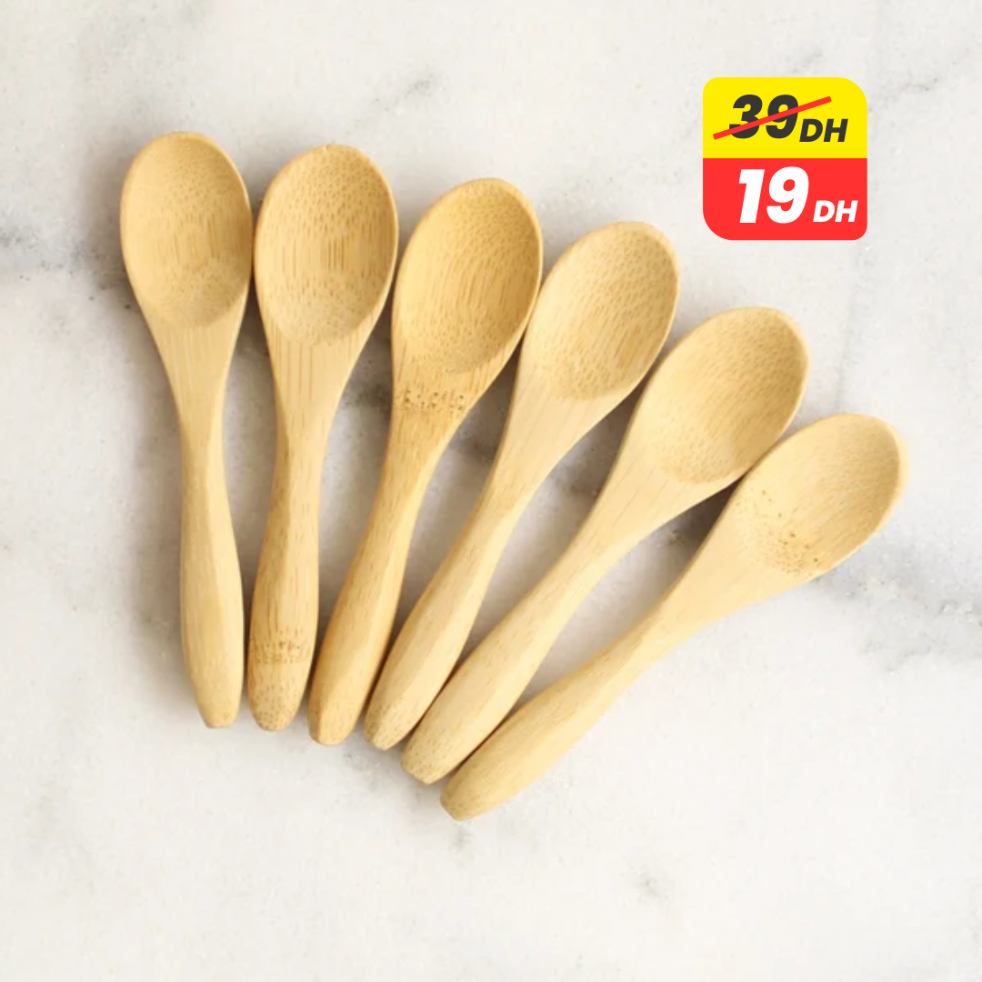 Lot de 6 Cuillères en Bambou Naturel