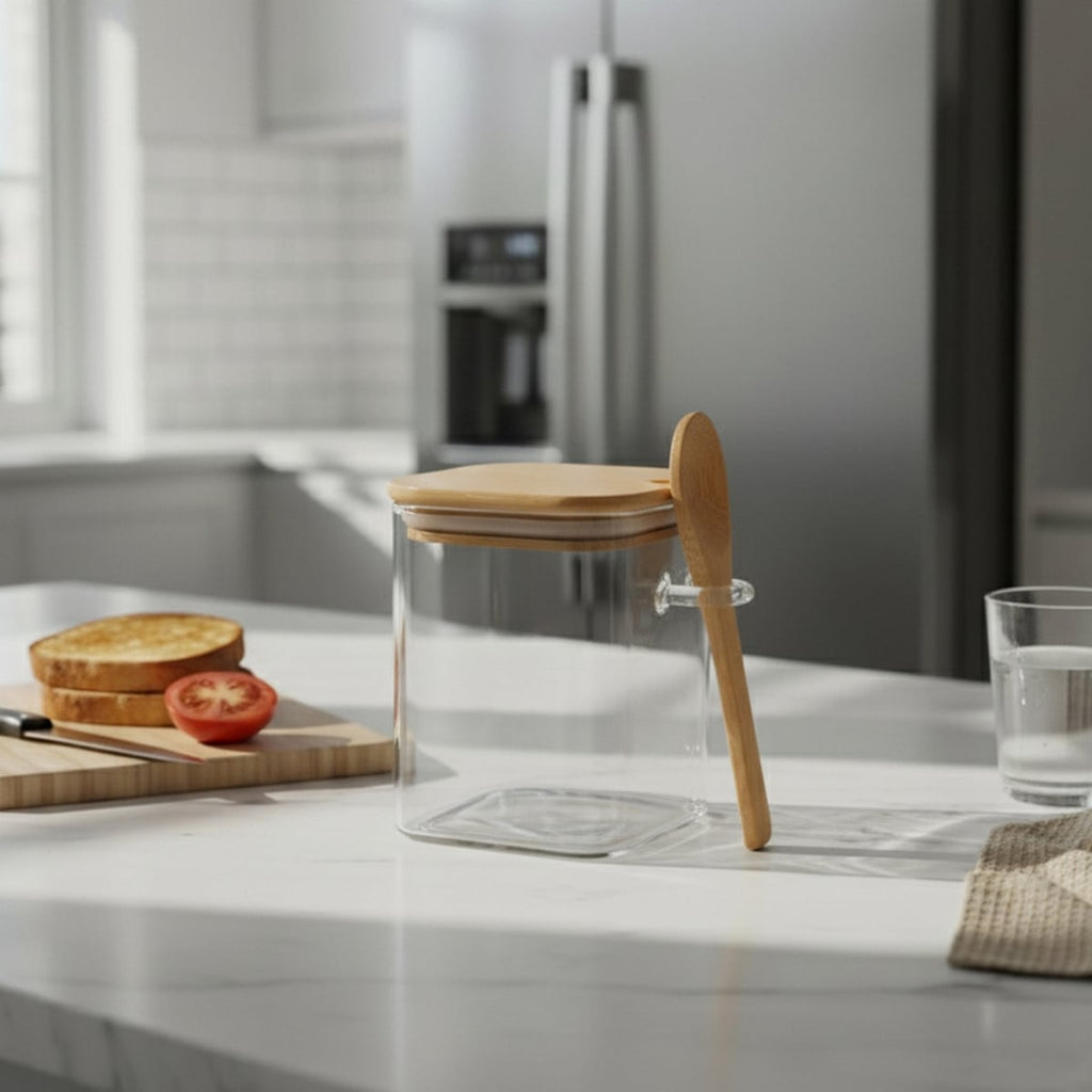 Pack 6 Bocaux 550ml avec Cuillères Intégrées