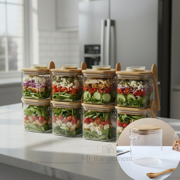 Pack 6 Bocaux 550ml avec Cuillères Intégrées