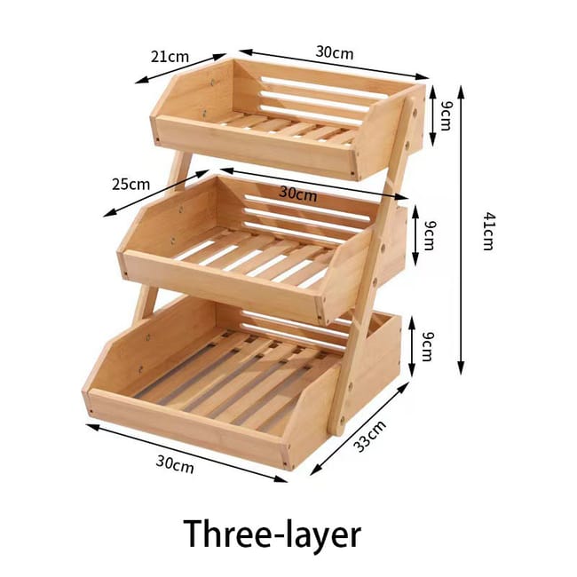 Panier à Fruits en Bambou à 3 Niveaux