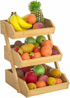 Panier à Fruits en Bambou à 3 Niveaux