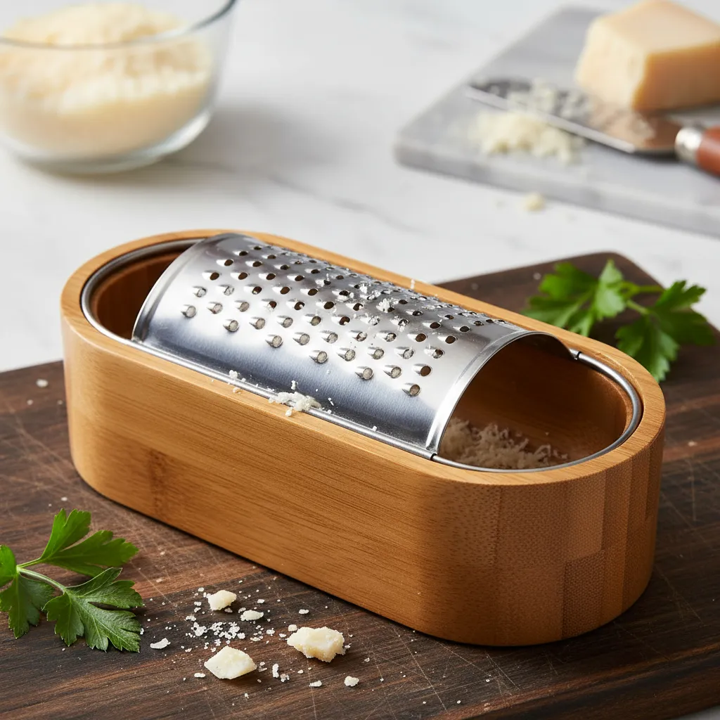 Râpe à Fromage avec Récipient en Bambou