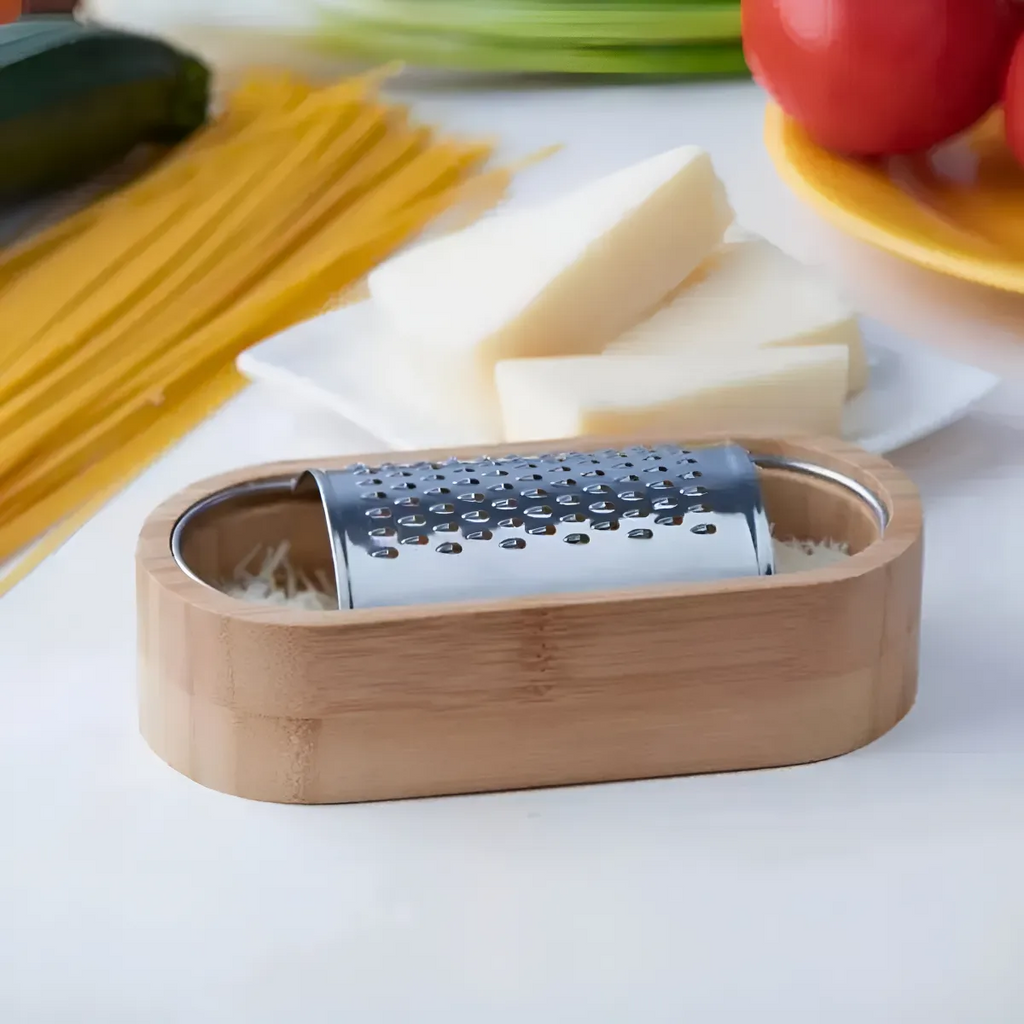 Râpe à Fromage avec Récipient en Bambou
