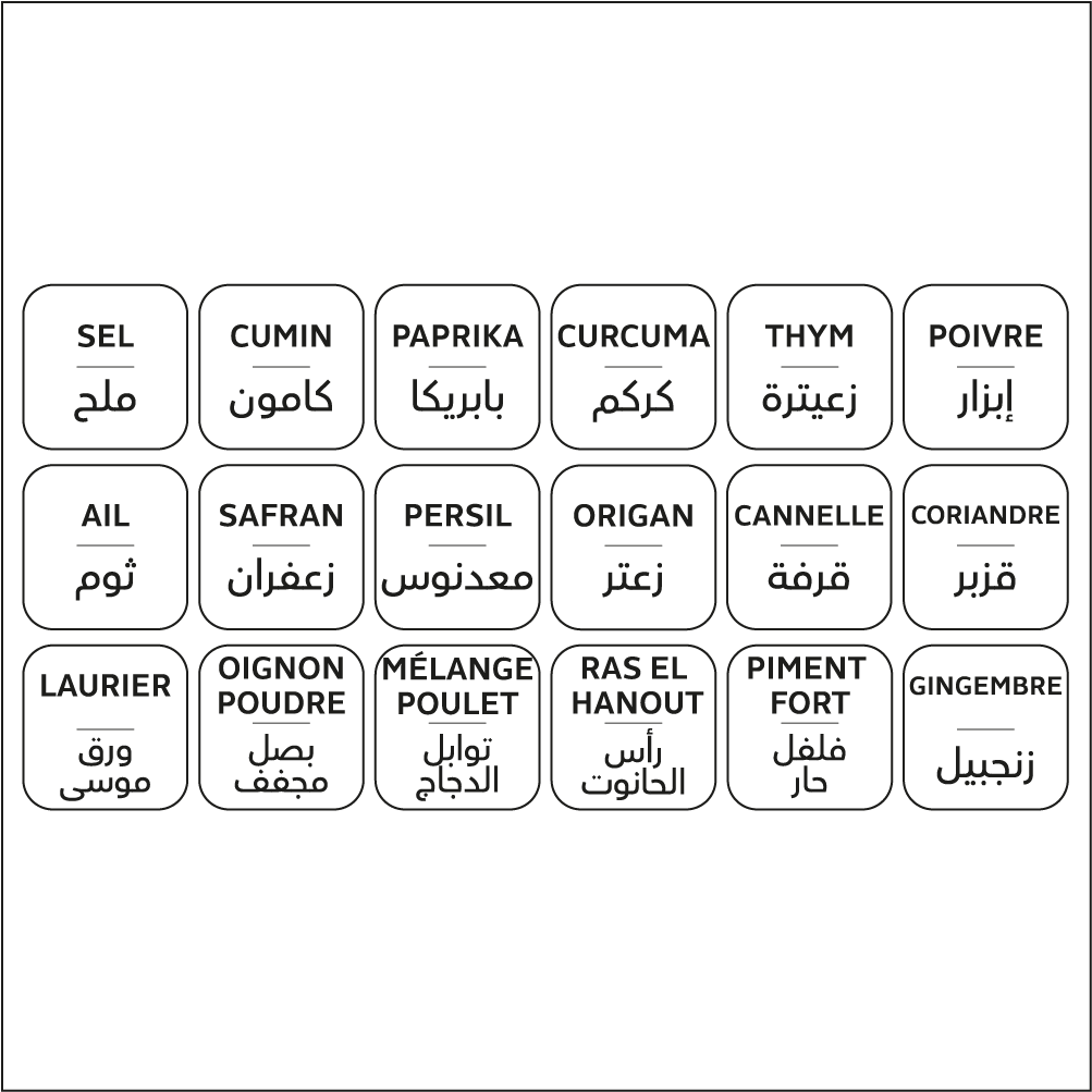 Set de 18 Étiquettes pour Épices – 4 × 4 cm