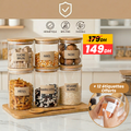 Set de 6 Bocaux Hermétiques en Verre (400 ml & 650 ml)