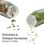 Ensemble 15 Pots à Épices 120ML avec 3 Organisateurs de Tiroir + 15 Étiquettes